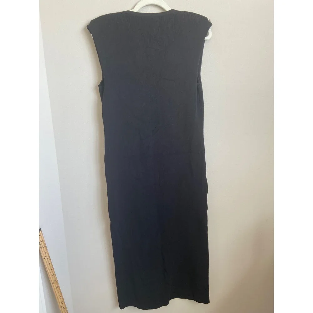 J.Crew Womens Black Ribbed Knit Sleeveless Midi Dress BY501 Size L NEW